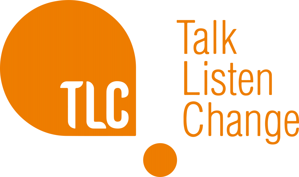 TLC logo with tagline Talk Listen Change