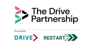 The Drive Partnership logo with a faint line dividing from the bottom. Our Projects: Drive Project logo and Restart logo.